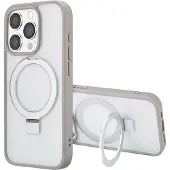 Accezz Coque Ring Stand avec MagSafe pour Apple iPhone 15 Pro - Gris