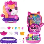 Polly Pocket Poup es et coffret de jeu Pony Rodeo Jouet de voyage compact avec 1 micro-poup e, chevaux, nourriture et accessoires de style