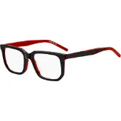 HUGO Monture optique en acétate noir avec détails rouges