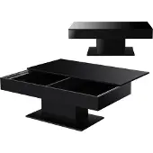 En.casa Table basse 'Lünen' avec 2 compartiments de rangement 40 x 110 x 60 cm noir brillant