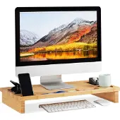 Relaxdays Monitorständer, Réhausseur pour moniteur, Marron