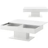 En.casa [] Table basse Lünen avec 2 compartiments de rangement Table de salon rectangulaire 40 x 110 x 60 cm Table de salon
