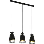 Eglo 49448 AUSTELL E27 triple lampe à suspendre 765x165mm noir or