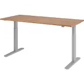 Hjh OFFICE PRO Bureau réglable en hauteur XMKA | 2 moteurs | 120-180 cm | électrique | noyer, Couleur du piètement:Argent, Dimension du plateau:180 x 80 cm