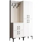 Skye Decor , Berlin BA - White, stand d'intérieur, blanc, 100 % PANNEAUX DE SPANCE REVÊTUS DE MÉLAMINE, 120 x 35 x 200 cm
