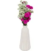 Atmosphera VASE CÉRAMIQUE STRIÉ FERNAN 30CM BLANC MAT