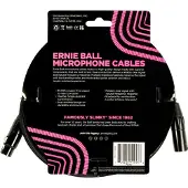 Ernie Ball Cbles Microphone Gaine Tissee XLR Mâle/XLR Fem 6M Noir
