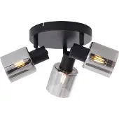 QAZQA Plafonnier moderne noir avec verre fumé rond 3 lumières - Cilin