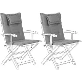 Beliani Lot de 2 coussins de chaise de jardin Maui Grey