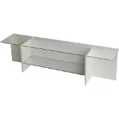 Skye Decor , Escape TV - White, Table de télévision, blanc, 100 % verre trempé, 158 x 35 x 40 cm