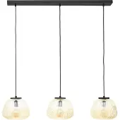 Brilliant Lampe Kaizen suspension 3flg ambre-ambre/noir mat métal/verre brun 3x A60, E27, 40 W