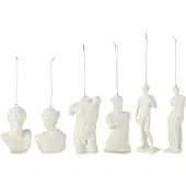 J-Line Boite 6 suspension statue romaine resine blanc