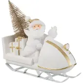 J-Line Pere noel avec traîneau poly blanc/or