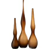 J-Line Set 3 vase yoko courbe flute verre marron