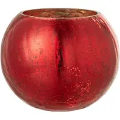 J-Line Photophore boule craquele verre effet nacre rouge large