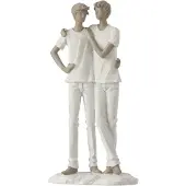 J-Line Couple garcons resine blanc/taupe