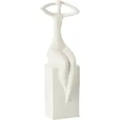 J-Line Femme assis sur rectangle resine mat blanc