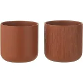 J-Line Cachepot gen ceramique marron medium assortiment de 2