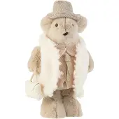 J-Line Ours sac a main textile beige large