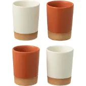 Jline Boite 4 tasse ceramique orange/blanc