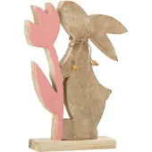 J-Line Lapin Fleur Bois Rose Large