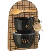 J-Line Boite 2 tasses ceramique noir