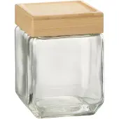 Jline Pot en verre brad verre/bambou transparent/naturel medium