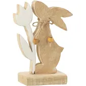 J-Line Lapin Fleur Bois Blanc Small