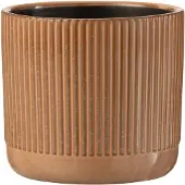 J-Line Cachepot lignes ceramique orange/beige medium