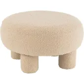 J-Line Tabouret Rond Teddy Pieds Bouclé Chaud Beige