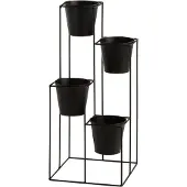 J-Line Etagere suspendue cachepot 4 parties metal noir small