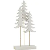 J-Line Sapins sur pied 3 pieces bois blanc/or large