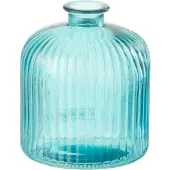 J-Line Vase bottle stripe glass aqua small