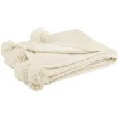 J-Line Plaid pompon polyester beige clair