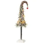 J-Line Sapin de noel bonnet+led artificiel neige vert/rouge large