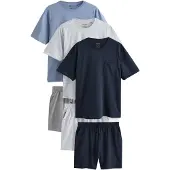 Next Pyjama court bleu nuit / opal / gris foncé / gris chiné
