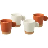 Jline Boite 4 tasse a cafe anse ceramique orange/blanc