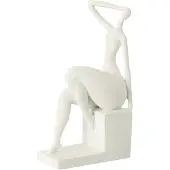 J-Line Femme assis sur carre resine mat blanc