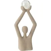 J-Line Buste boule tete resine/cristal beige