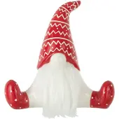 J-Line Pere noel assis ceramique rouge/blanc large