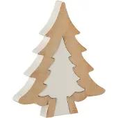 J-Line Sapin de noel puzzle bois de manguier blanc/blanc wash large