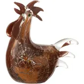 J-Line Presse-papier poule en verre tacheté blanc/marron/ocre