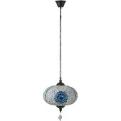 J-Line Lampe à suspendre Mosaïque verre/métal bleu Large