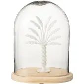 J-Line Cloche palmier verre/métal blanc/naturel large