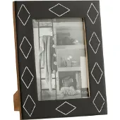 J-Line Cadre photo rectangle motif resine noir/blanc large