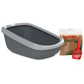 Peewee Bac à litière EcoGranda gris - pour chat