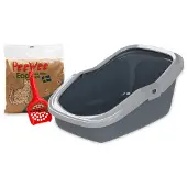 Peewee Bac à litière EcoMinor anthracite/gris - pour chat