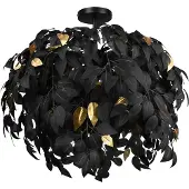 TRIO Lustre LEAVY noir et doré, 3xE14x28W, métal, dimensions : 73x70x70 cm, IP20,
