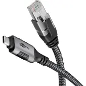 Goobay 70755 USB C 3.1/RJ45 CAT 6 Kabel 15,0 m grau, schwarz, 1 St.