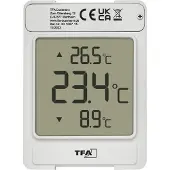 TFA-Dostmann Windoo, Thermomètre + hygromètre, Blanc, Gris